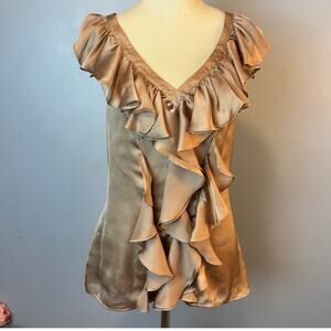 Arden B. Gold Ruffle Tank Large New Year's Layering Racerback Tank